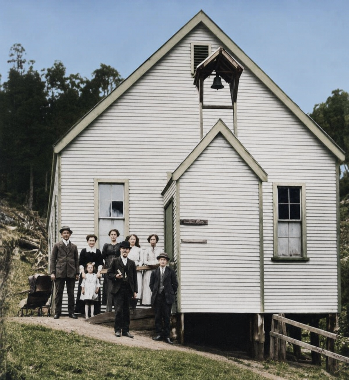 A group posed outside Magnet Methodist Church